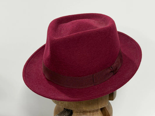 Diamond Porkpie Wool (BURGUNDY)