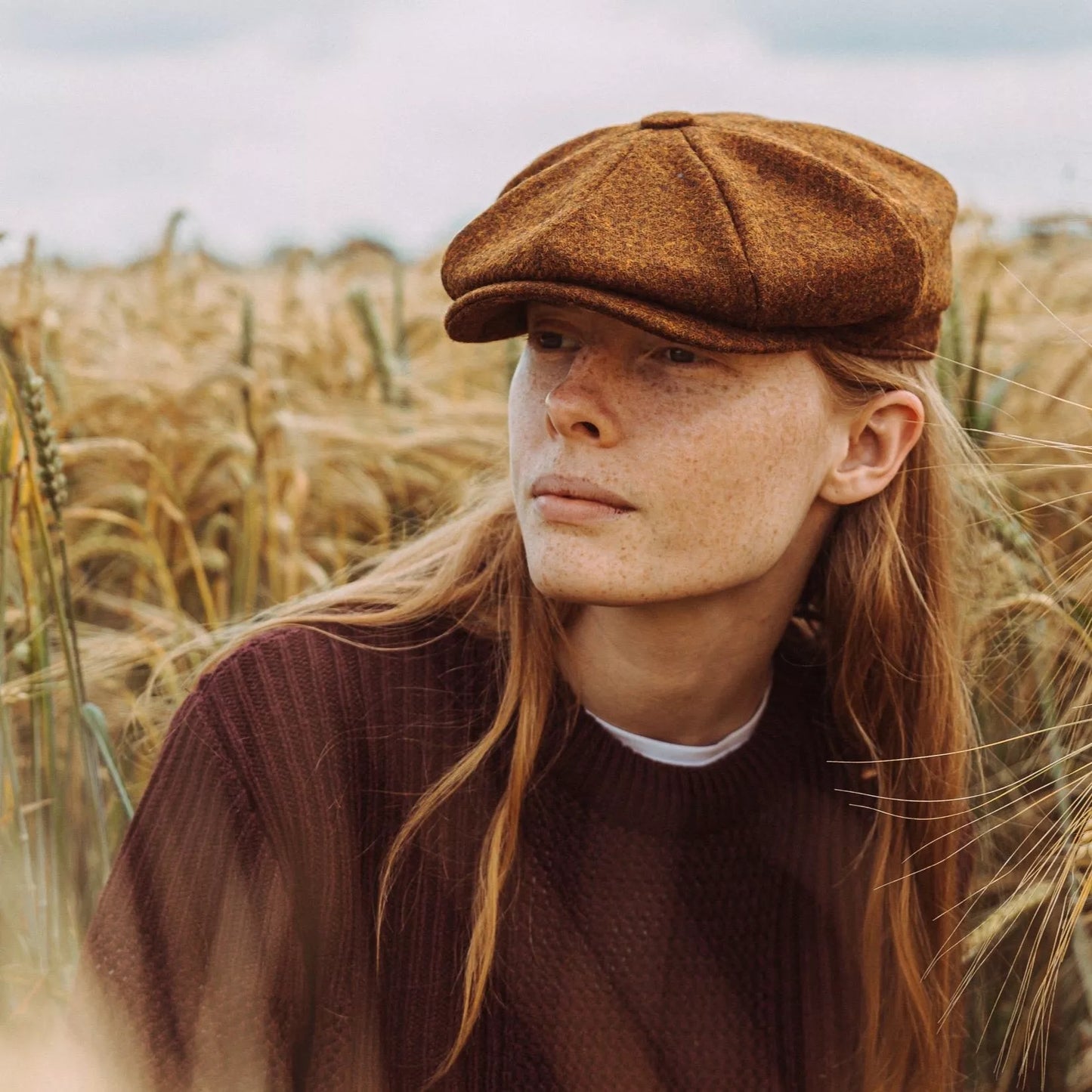 Slim-fit Hudson ‘Brooklyn’ Newsboy Cap, handcrafted in England for men & women.