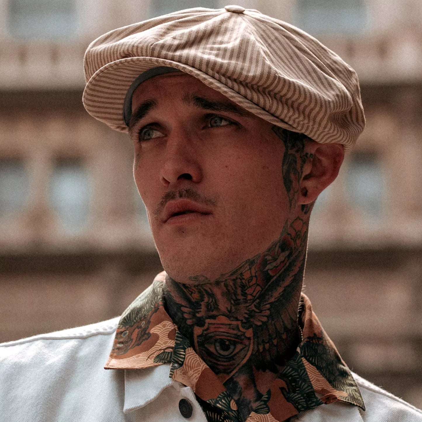 Cotton Stripe Bakerboy Cap