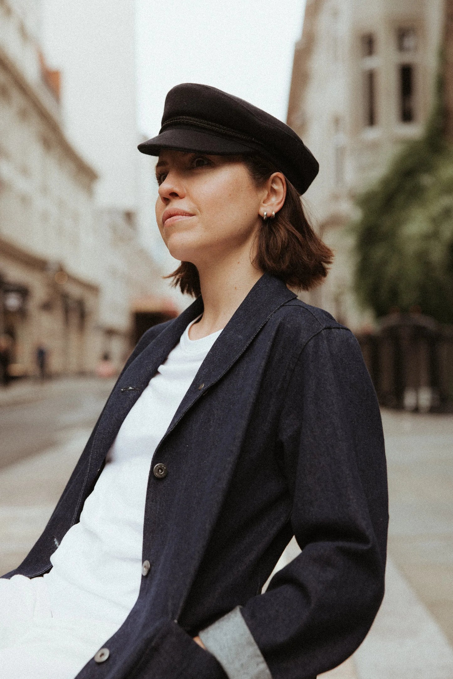 Navy Wool Mariner Cap