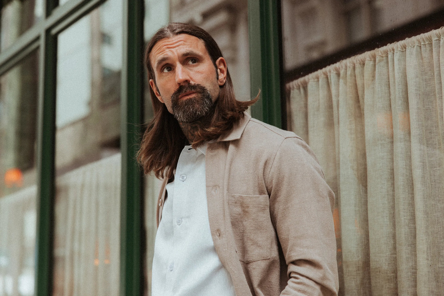 Stone wash linen jacket