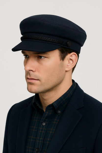 Navy Wool Mariner Cap