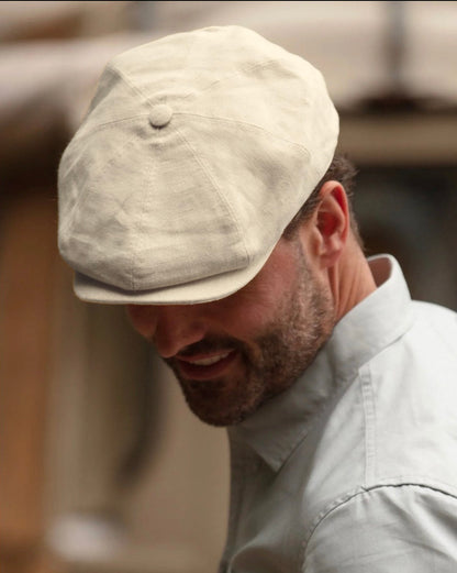 Linen 'Brooklyn' Newsboy Cap
