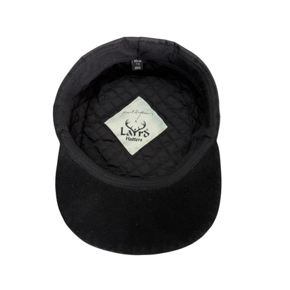 Engineer cap in wax cotton with moleskin under peak