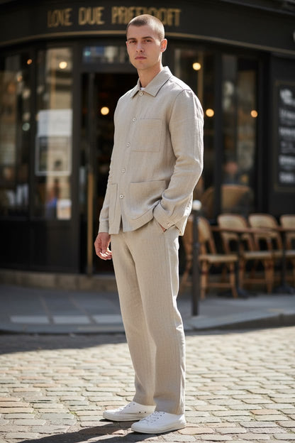 Stone wash linen trouser