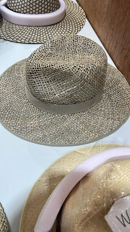 Ladies Wide Fedora Seagrass